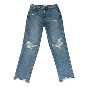 Garage blue light wash distressed mom jeans streetwear ripped jeans casual